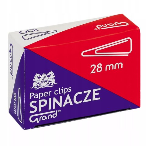 Spinacze biurowe trójkątne Grand 28 mm 100 sztuk Spinacze biurowe trójkątne Grand 28 mm 100 sztuk