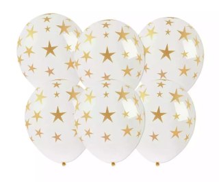 Balony ze złotym nadrukiem gwiazdki 6szt