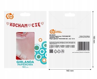 Girlanda Papierowa Kocham Cię Czerwona Walentynki Ozdoba 180 cm