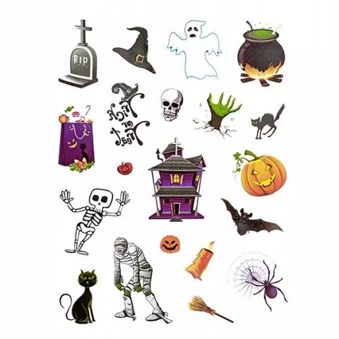 Tatuaże na HALLOWEEN - DpCraft - kolorowe, 23 szt. Tatuaże na HALLOWEEN - DpCraft - kolorowe, 23 szt.