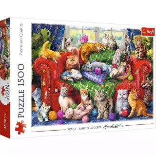 Puzzle 1500 elementów. Kociaki na sofie