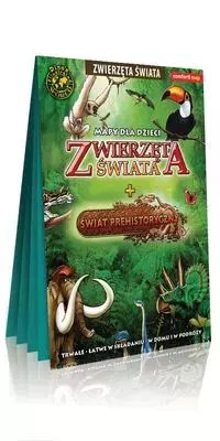 Zwierzęta Świata + Świat Prehistoryczny; laminowana mapa XXL dla dzieci