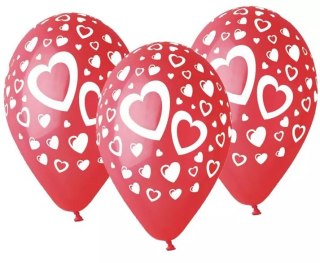 Balony lateksowe czerwone, serduszka (5 sztuk)