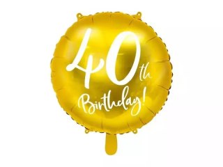 Balon foliowy 40th Birthday 45cm złoty