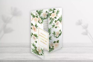 Karnet A5 z klapką Komunia. Hibiskus