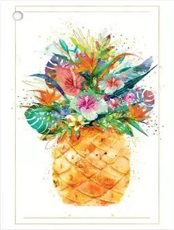 Mini karnet B8, ananas z kwiatami