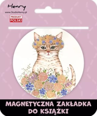 Zakładka kulka. Kot w kwiatach