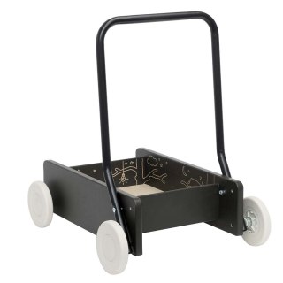 Czarny drewniany chodzik pchacz Premium, nauka chodzenia, dla dzieci, Micki