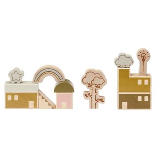 Klocki drewniane Premium zestaw Miasto, zabawa klockami, dla dzieci, Micki