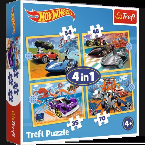 Puzzle 4w1 - Pojazdy Hot Wheels 34627 Puzzle 4w1 - Pojazdy Hot Wheels 34627