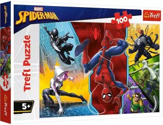 Puzzle 100 elementów. Do góry nogami. Marvel. Spiderman
