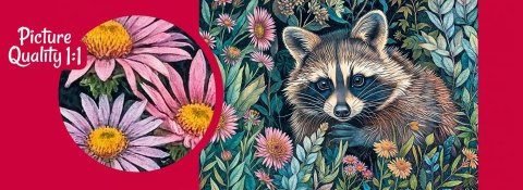 Puzzle 1000 elementów. Szop pracz w kwiatach 30851