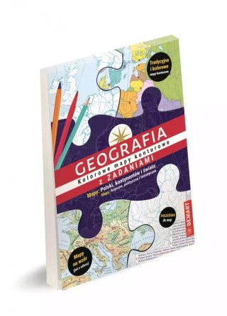 Geografia. Kolorowe mapy konturowe z zadaniami