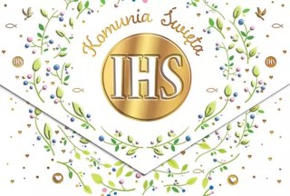 Karnet A5 komunijny, listki IHS
