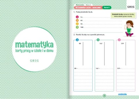 Matematyka. Karty pracy w szkole i w domu. Klasa 6