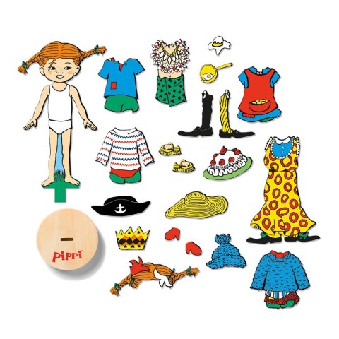 Drewniana lalka Pippi Langstrumpf zestaw przebieranie zabawka dla dzieci Drewniana lalka Pippi Langstrumpf zestaw przebieranie zabawka dla dzieci