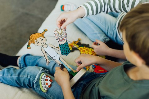 Drewniana lalka Pippi Langstrumpf zestaw przebieranie zabawka dla dzieci Drewniana lalka Pippi Langstrumpf zestaw przebieranie zabawka dla dzieci