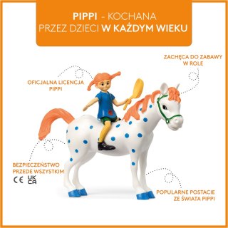 Figurka Pippi Langstrumpf zestaw z koniem do zabawy, zabawka dla dzieci koń