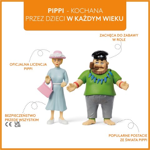 Figurki Ephraim i Panna Prysselius zestaw, Pippi Langstrumpf zabawka dzieci Figurki Ephraim i Panna Prysselius zestaw, Pippi Langstrumpf zabawka dzieci