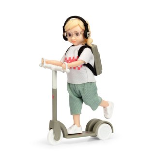 Lalka dziewczynka na hulajnodze zestaw, nastolatka, domek dla lalek, Lundby