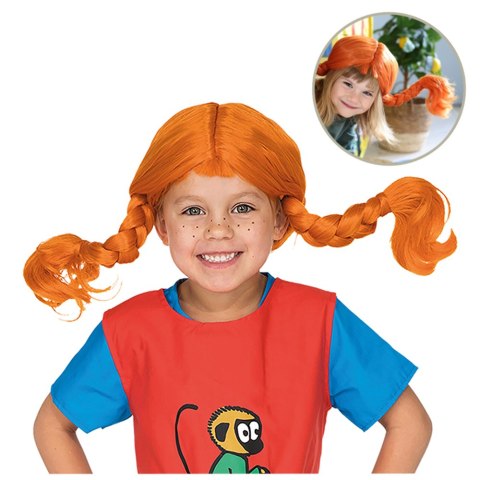 Peruka Pippi Langstrumpf kostium przebranie dla dzieci na bal przebierańców Peruka Pippi Langstrumpf kostium przebranie dla dzieci na bal przebierańców