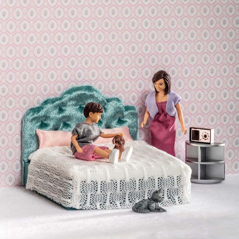 Zestaw mebli do sypialni do domku dla lalek zabawka dla dzieci domek Lundby