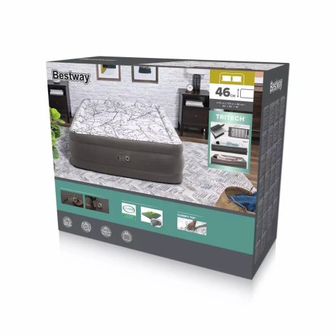Bestway Dmuchany materac z wbudowaną pompką, 203x152x46 cm Bestway Dmuchany materac z wbudowaną pompką, 203x152x46 cm