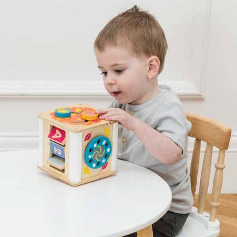 Drewniana kostka edukacyjna, zabawka sensoryczna dla dzieci, Le Toy Van