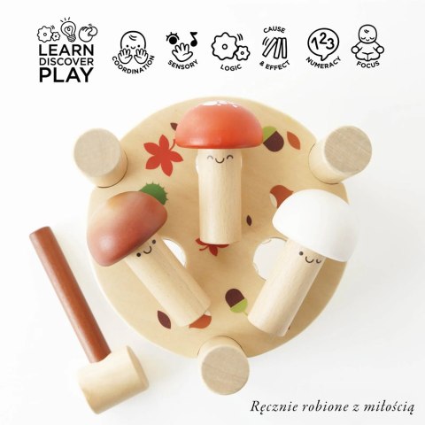 Drewniana przebijanka z grzybkami zabawka edukacyjna dla dzieci Le Toy Van Drewniana przebijanka z grzybkami zabawka edukacyjna dla dzieci Le Toy Van