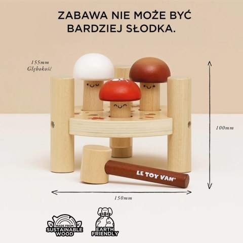Drewniana przebijanka z grzybkami zabawka edukacyjna dla dzieci Le Toy Van Drewniana przebijanka z grzybkami zabawka edukacyjna dla dzieci Le Toy Van