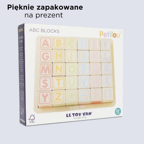 Drewniane klocki ABC zabawka edukacyjna dla dzieci, nauka liter, Le Toy Van