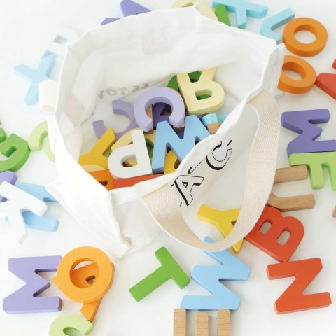 Drewniane literki, zabawka układanka edukacyjna nauka dla dzieci Le Toy Van