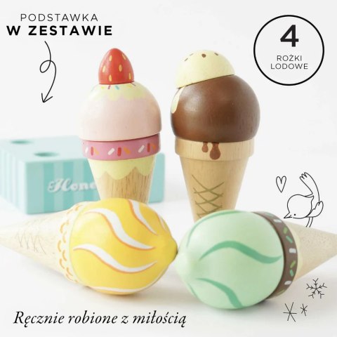 Drewniane lody rożki zestaw, zabawka dla dzieci, lodziarnia, Le Toy Van Drewniane lody rożki zestaw, zabawka dla dzieci, lodziarnia, Le Toy Van