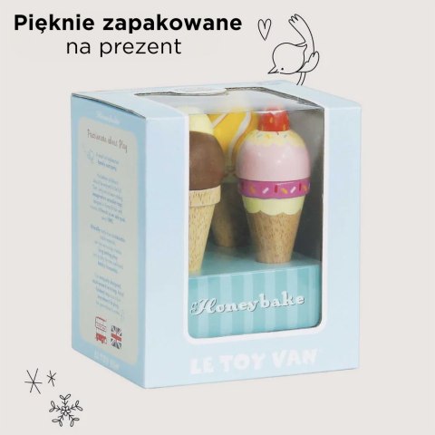 Drewniane lody rożki zestaw, zabawka dla dzieci, lodziarnia, Le Toy Van Drewniane lody rożki zestaw, zabawka dla dzieci, lodziarnia, Le Toy Van