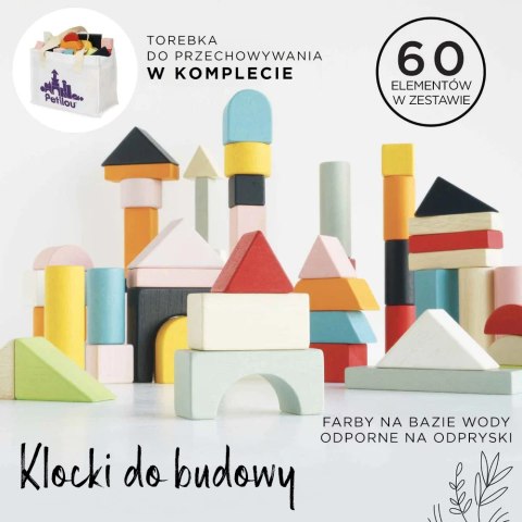 Klocki drewniane w siatce - 60 sztuk Le Toy Van Drewniane klocki zestaw 60 sztuk zabawka edukacyjna dla dzieci, Le Toy Van