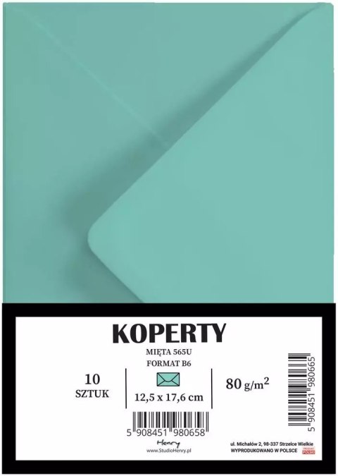 Koperty B6, miętowe (10 sztuk) Koperty B6, miętowe (10 sztuk)