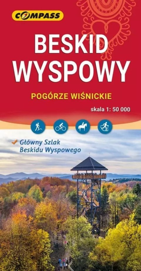 Mapa turystyczna - Beskid Wyspowy 1:50 000 w.2025 Mapa turystyczna - Beskid Wyspowy 1:50 000 w.2025