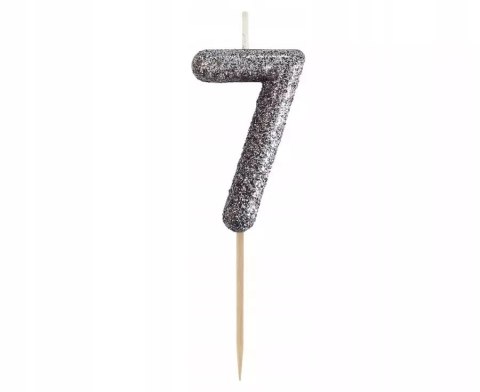 Świeczka na tort cyfra 7 brokatowa Czarna 11x3.5 cm Godan Świeczka na tort cyfra 7 brokatowa Czarna 11x3.5 cm Godan