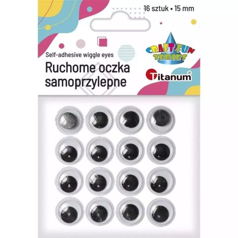 Oczy samoprzylepne bez rzęs 15mm okrągłe 16szt Oczy samoprzylepne bez rzęs 15mm okrągłe 16szt