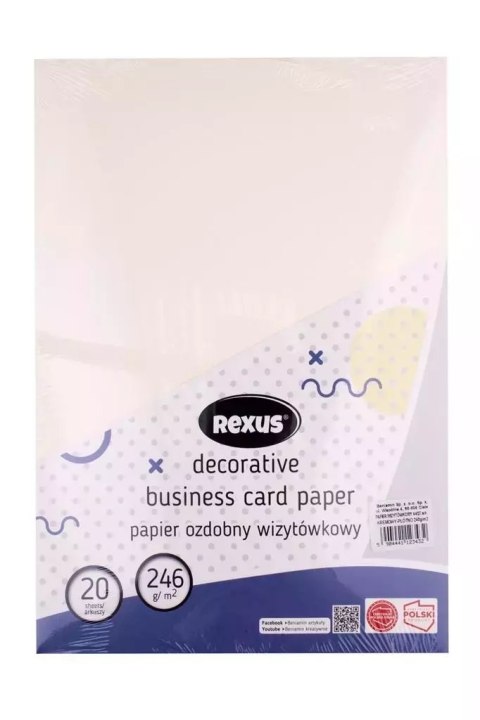 Papier wizytówkowy A4/20K kremowy Płótno Papier wizytówkowy A4/20K kremowy Płótno