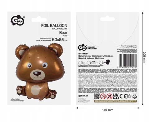 Balon foliowy Misio (duży), 60x55 cm Balon foliowy Misio (duży), 60x55 cm
