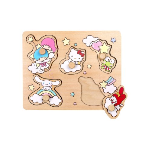 Drewniana układanka puzzle z uchwytami Hello Kitty sorter kształtów zabawka Drewniana układanka puzzle z uchwytami Hello Kitty sorter kształtów zabawka