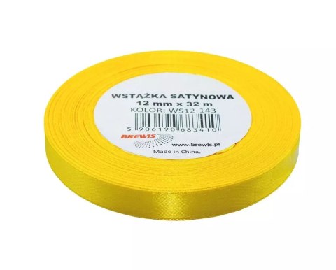 Wstążka satynowa żółta 12mmx32m Wstążka satynowa żółta 12mmx32m