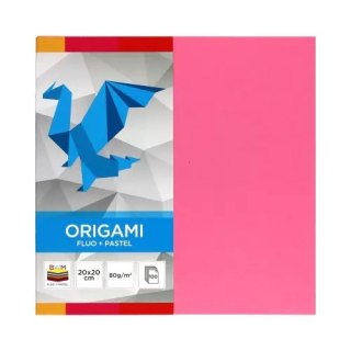 Origami 20.0 x 20.0 cm. Fluo + Pastele (100 kartek)