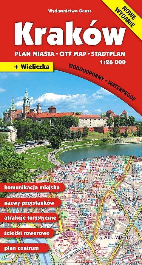 Kraków. Plan miasta wodoodporny, 1:26 000 Kraków. Plan miasta wodoodporny, 1:26 000