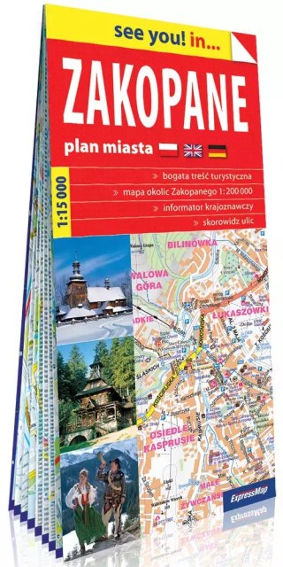 Zakopane; papierowy plan miasta 1:15 000