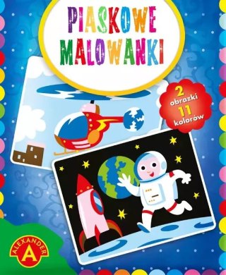 Piaskowe malowanki. Astronauta i helikopter
