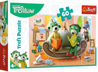 Puzzle 60 elementów. Rodzina Treflików. Wspólne czytanie bajek