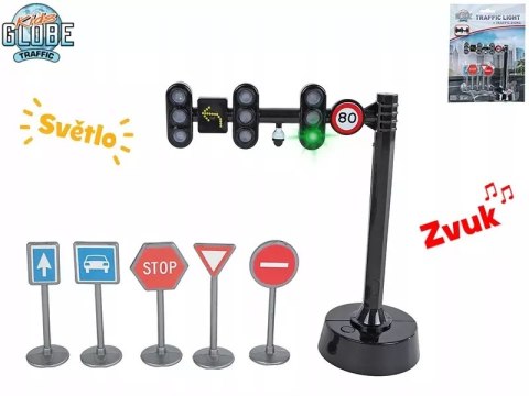 Zestaw znaków drogowych ze światłami drogowymi 11,5cm na baterie ze światłem i dźwiękiem n Zestaw znaków drogowych ze światłami drogowymi 11,5cm na baterie ze światłem i dźwiękiem n