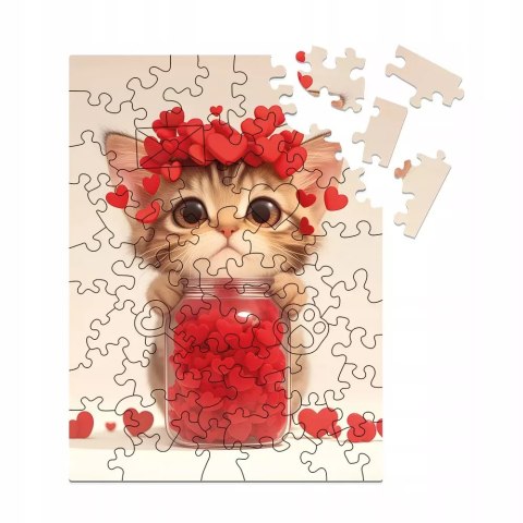Drewniane Puzzle Milliwood - Celebrating - Kotek pełen miłości 24x20 50 el.